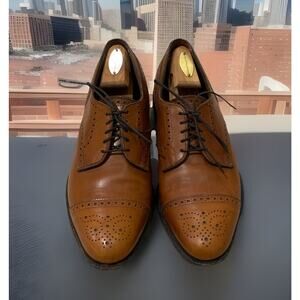 Allen Edmonds Sanford Dress Shoes Mens Size 9D Brown Leather USA GREAT Captoe